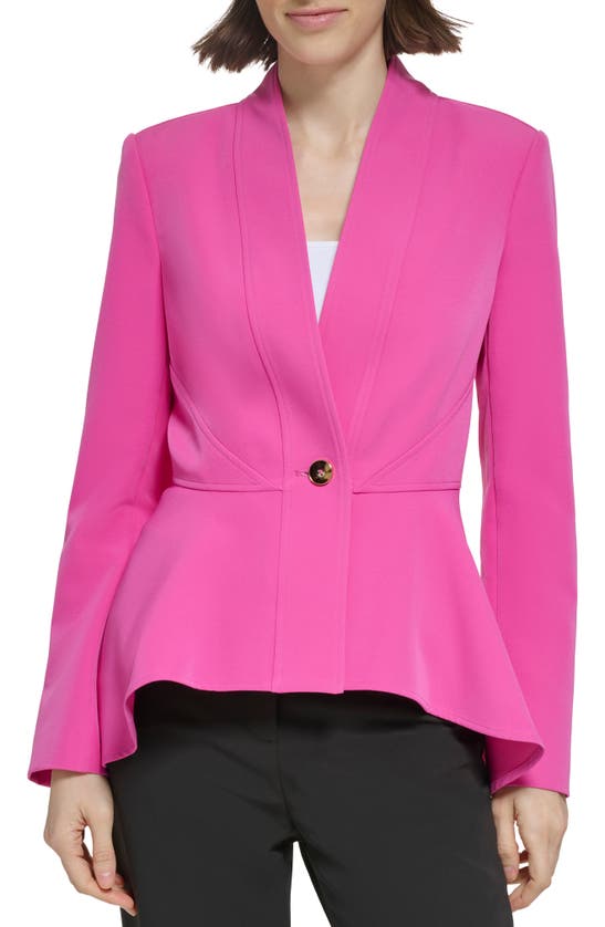 Donna Karan Women's Tech Peplum Blazer In Bright Pink | ModeSens