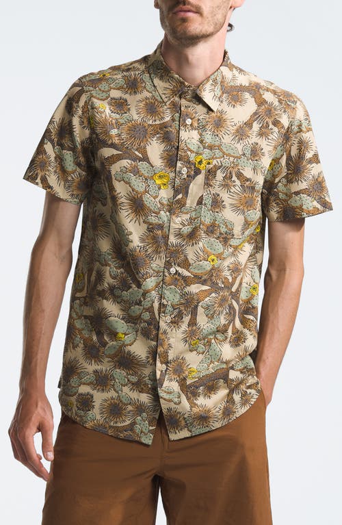 Shop The North Face Baytrail Pattern Short Sleeve Button-up Shirt In Gravel Tnf Cactus Camo Print