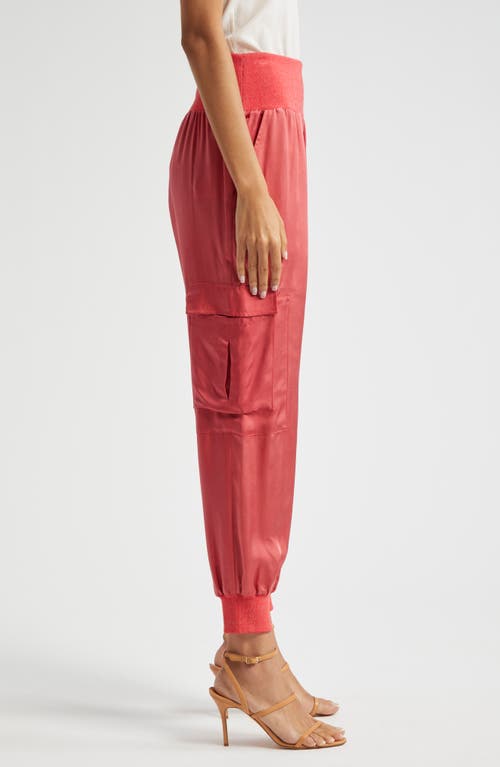 Shop Cinq À Sept Giles Cupro Crop Cargo Joggers In Sour Cherry