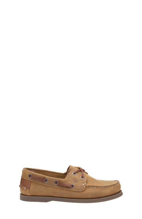 Shop Johnston & Murphy Kids' Zeke Boat Shoe In Tan Oiled Leather