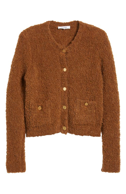 Shop Frame Patch Pocket Bouclé Cardigan In Camel