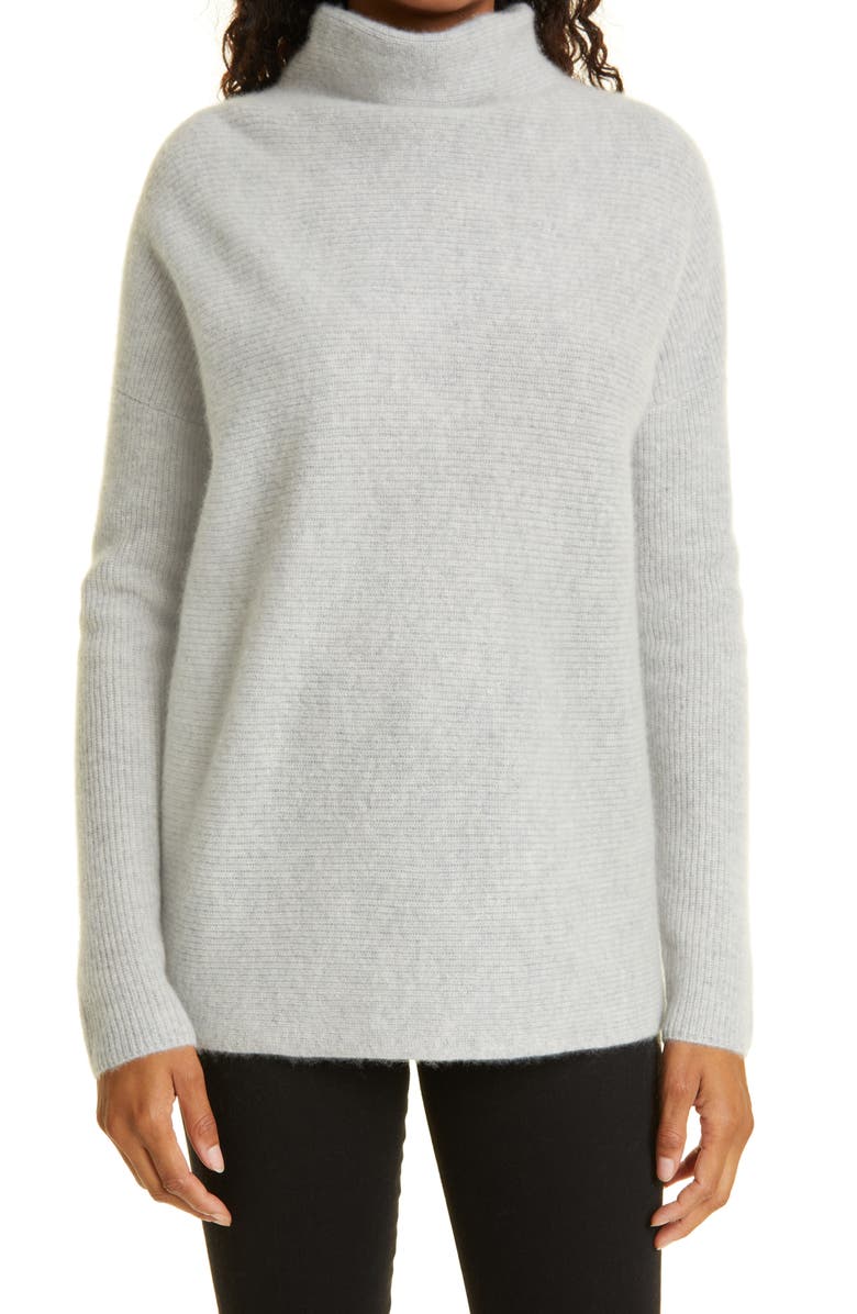 NORDSTROM SIGNATURE Cashmere Mock Neck Sweater, Main, color, GREY LIGHT HEATHER