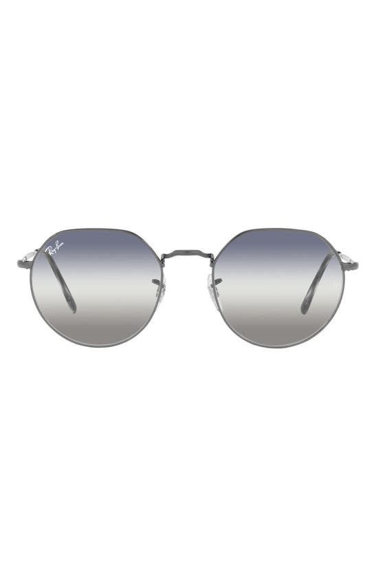 Ray Ban 51mm Gradient Geometric Sunglasses In Gunmetal/ Clear Gradient Blue