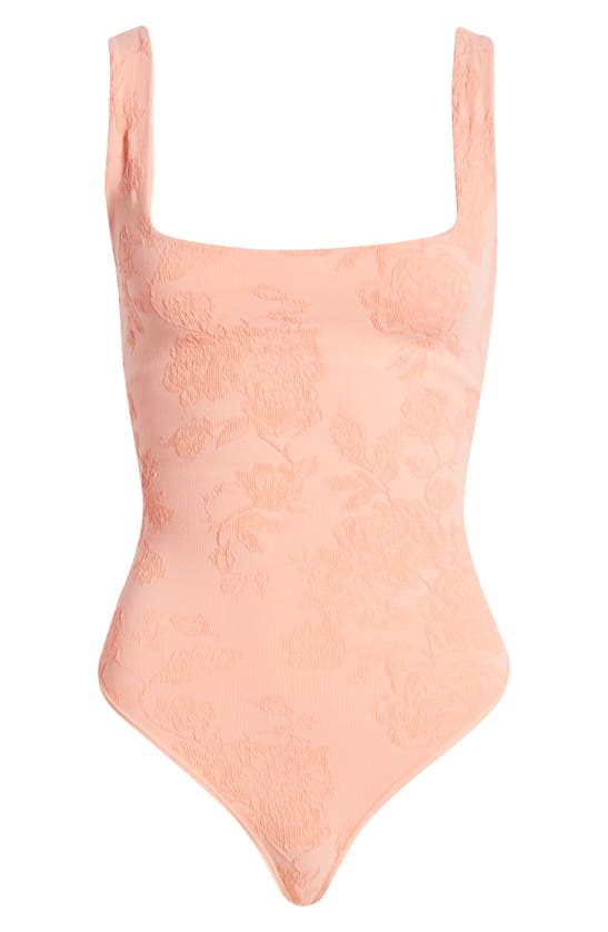 Shop Free People Send Love Jacquard Bodysuit In Burnt Coral