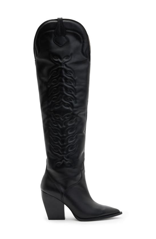 Shop Allsaints Roxanne Over The Knee Western Boot In Black