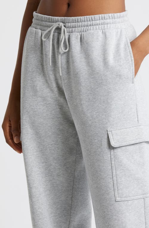 Shop Bp. Elastic Waist Wide Leg Fleece Cargo Pants In Grey Soft Heather