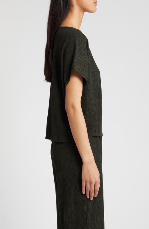 Shop Eileen Fisher Crinkle Bateau Neck Top In Seaweed