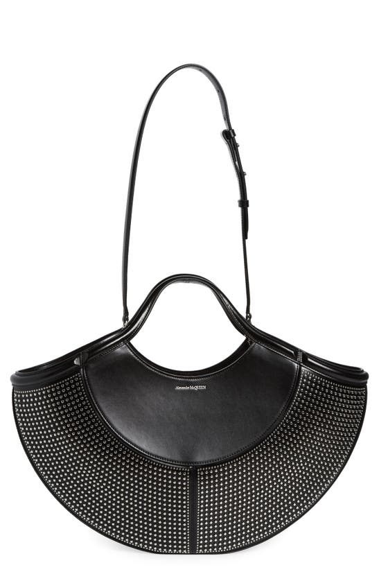 Shop Alexander Mcqueen The Cove Stud Leather Tote In Black