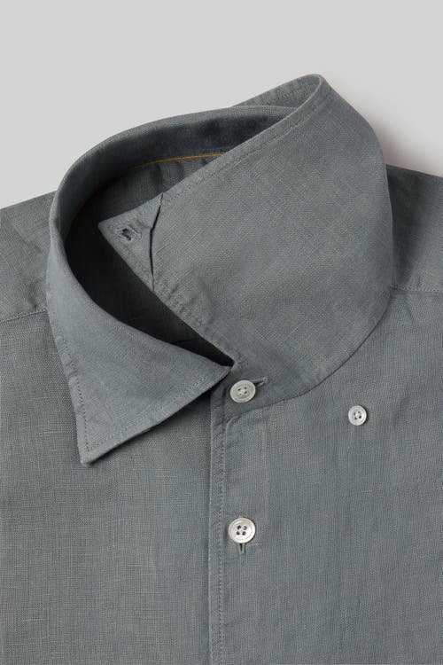 Robert Talbott Morgan Short Sleeve Linen Shirt In Light Gray