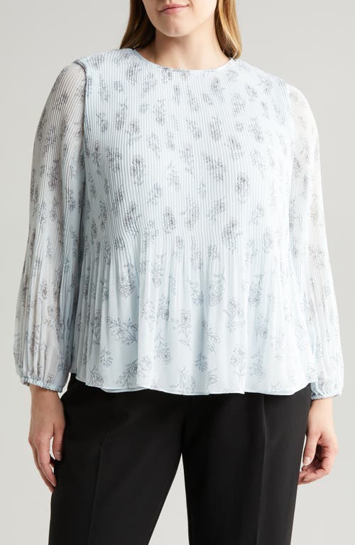 halogen(r) Release Pleat Tunic Top in Skywriting Blue