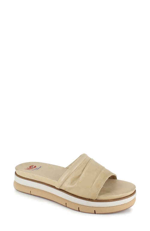 Kai Scrunchie Platform Slide Sandal in Tan Leather