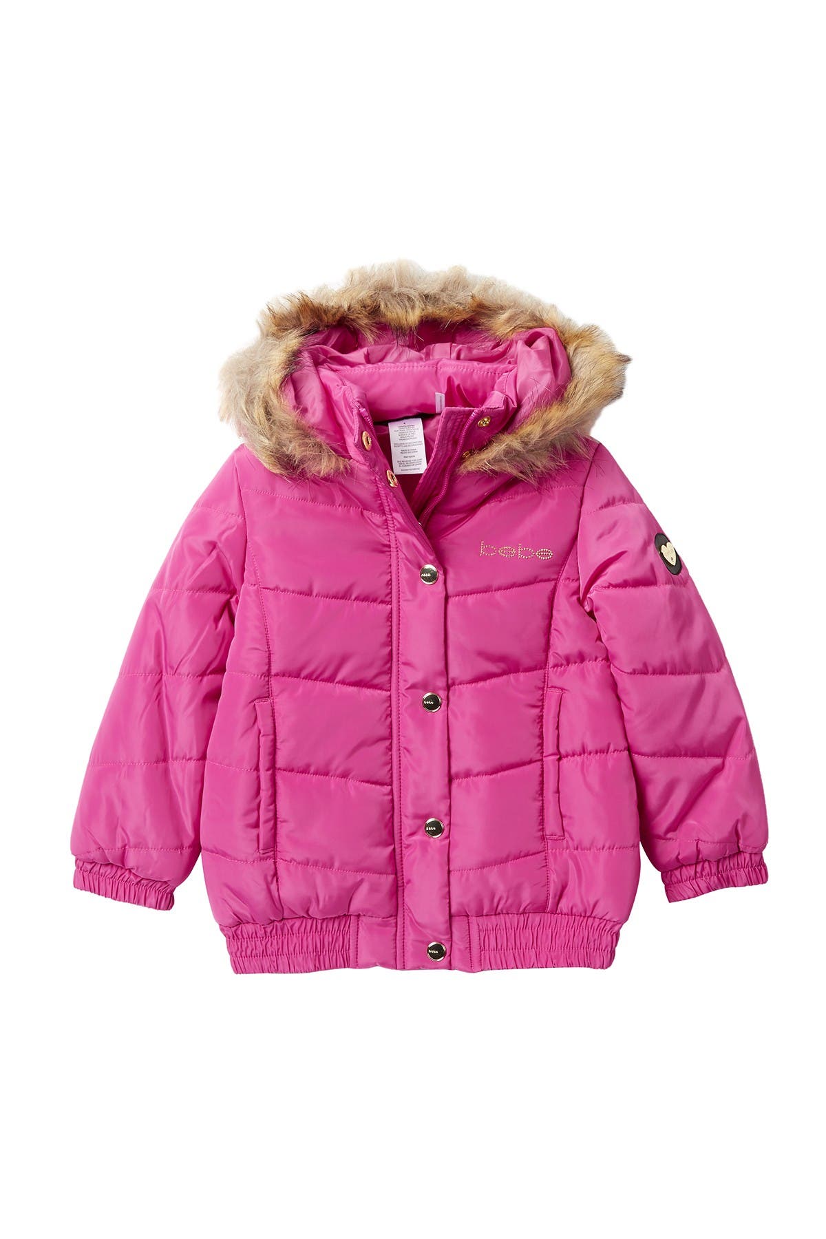 pink faux fur hooded sequin jacket