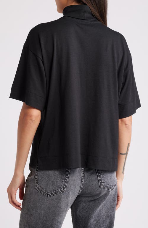 Shop Nation Ltd Fable Short Sleeve Turtleneck T-shirt In Jet Black