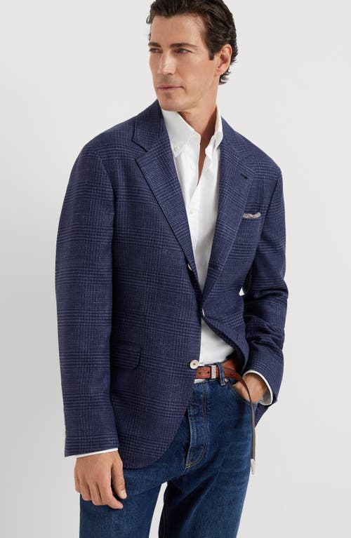 Shop Brunello Cucinelli Prince Of Wales Deconstructed Blazer In Blue