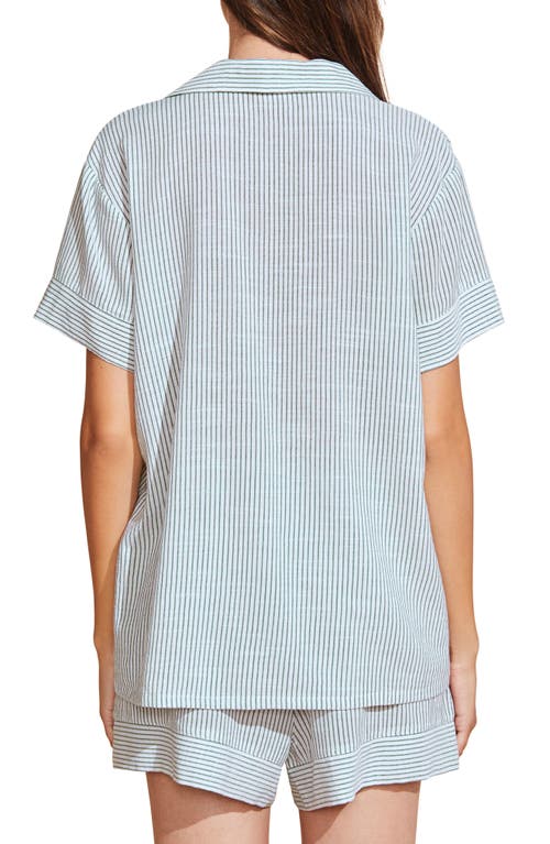 Shop Eberjey Nautico Stripe Short Sleeve Shirt & Shorts Pajamas In White/forest Green