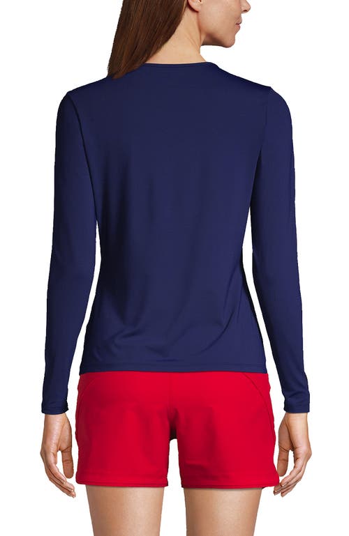 Shop Lands' End Crew Neck Long Sleeve Rash Guard Upf 50 Sun Protection Swim Tee In Deep Sea Navy