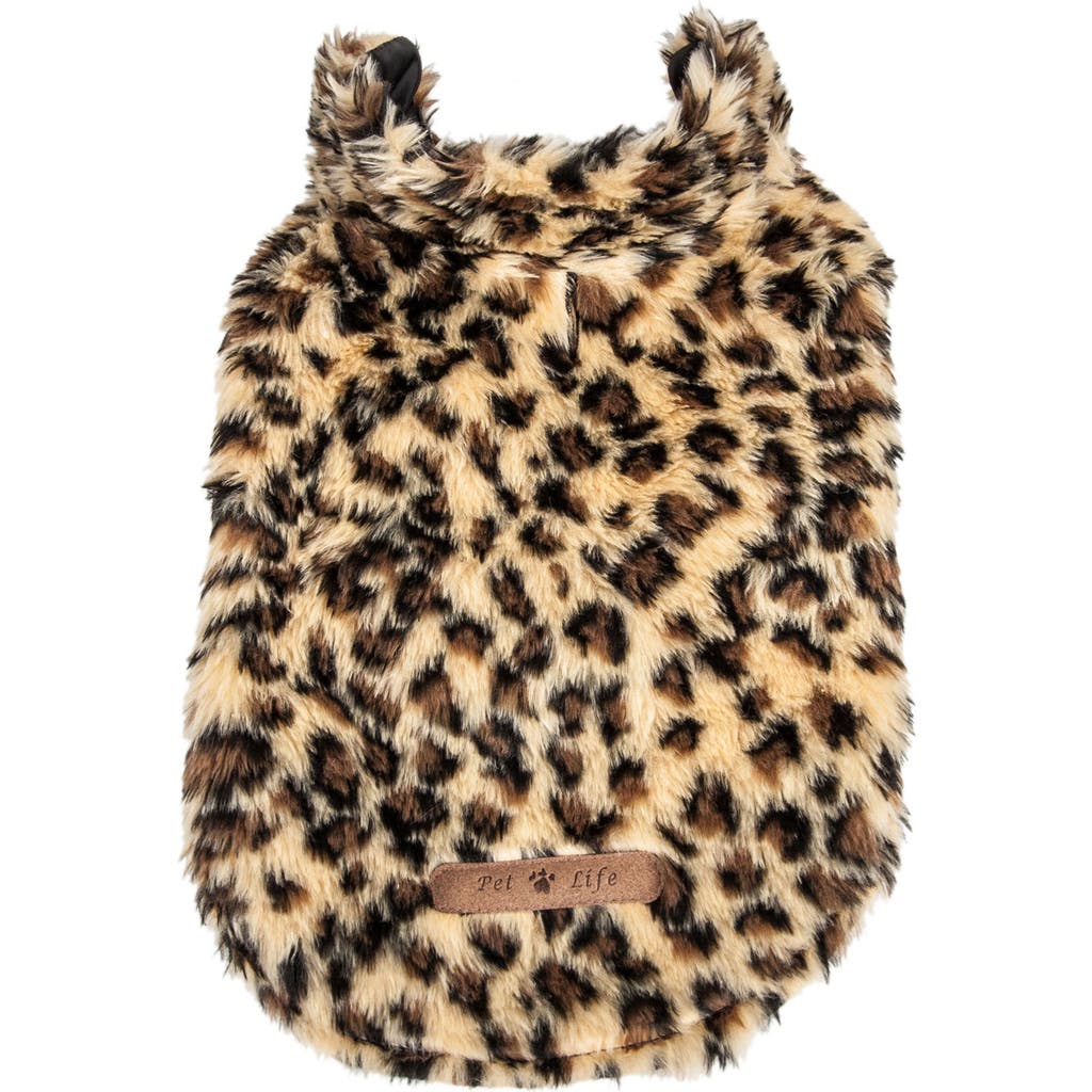 Shop Pet Life Luxe 'poocheetah ' Ravishing Designer Spotted Cheetah Faux Fur Dog Coat Jacket In Brown/black