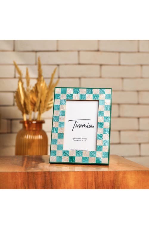 Tiramisu Resin Checkered Picture Frame In Teal Blue