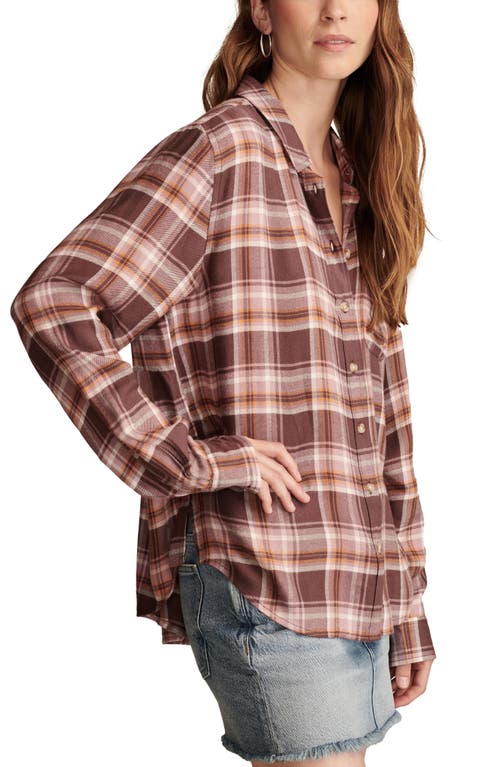 Shop Lucky Brand Cloud Plaid Boyfriend Shirt In Magenta Plaid