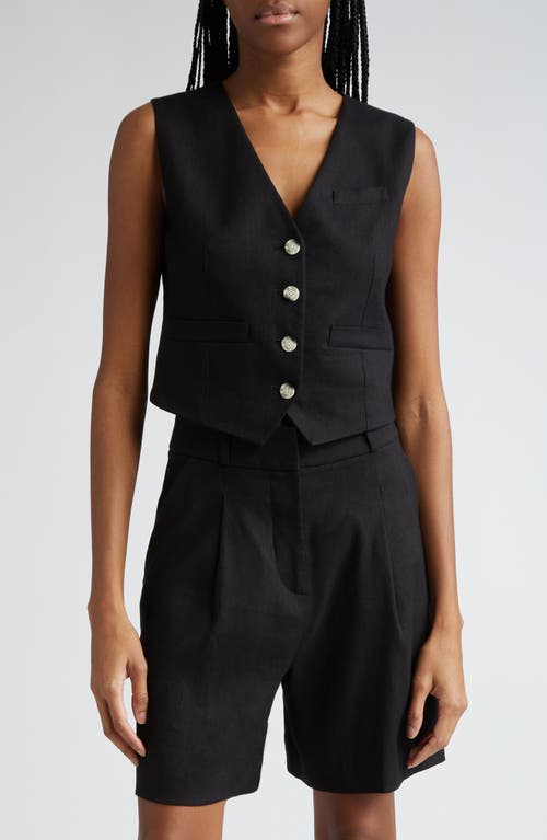 Veronica Beard Bennett Linen Blend Vest Black at Nordstrom,