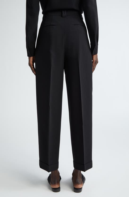 Shop Lafayette 148 New York Wyatt Pleated Finesse Crepe Barrel Leg Pants In Black