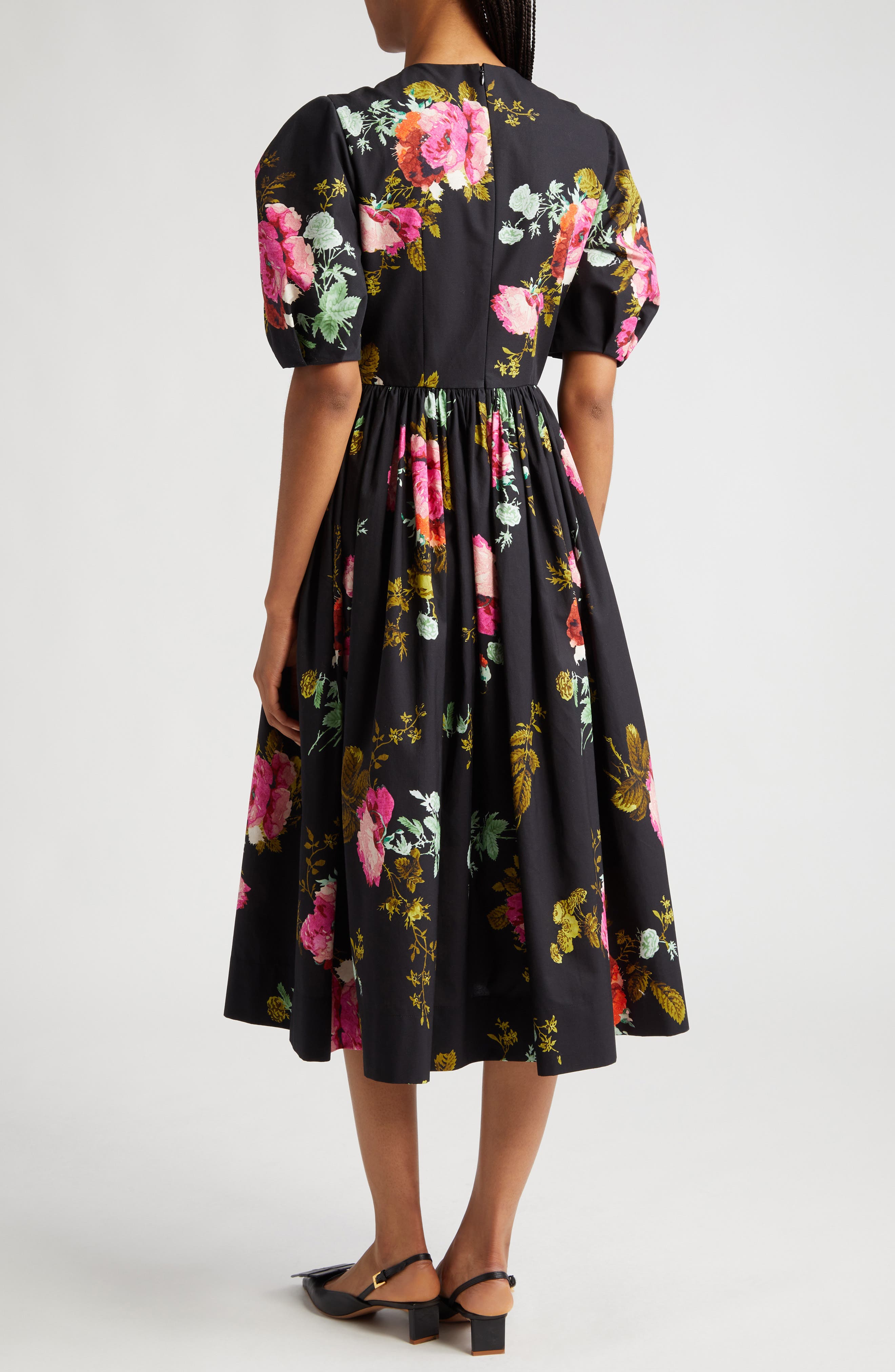 Erdem Floral Print Cotton Faille Midi Dress Nordstrom