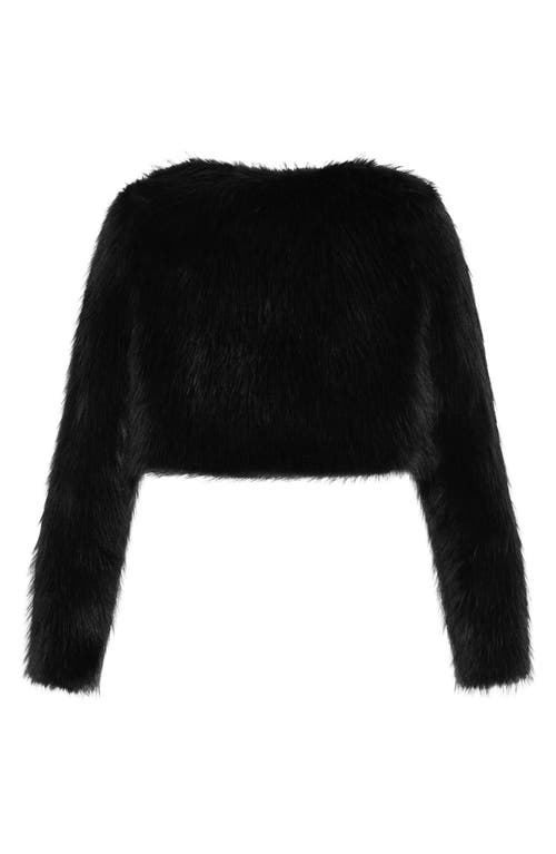 City Chic Angelica Faux Fur Crop Jacket In Black