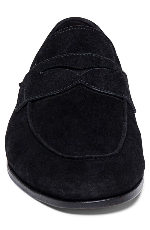 Santoni Drain Suede Loafers In Black