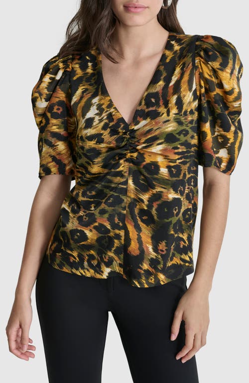 DKNY DKNY ANIMAL PRINT PUFF SLEEVE TOP 