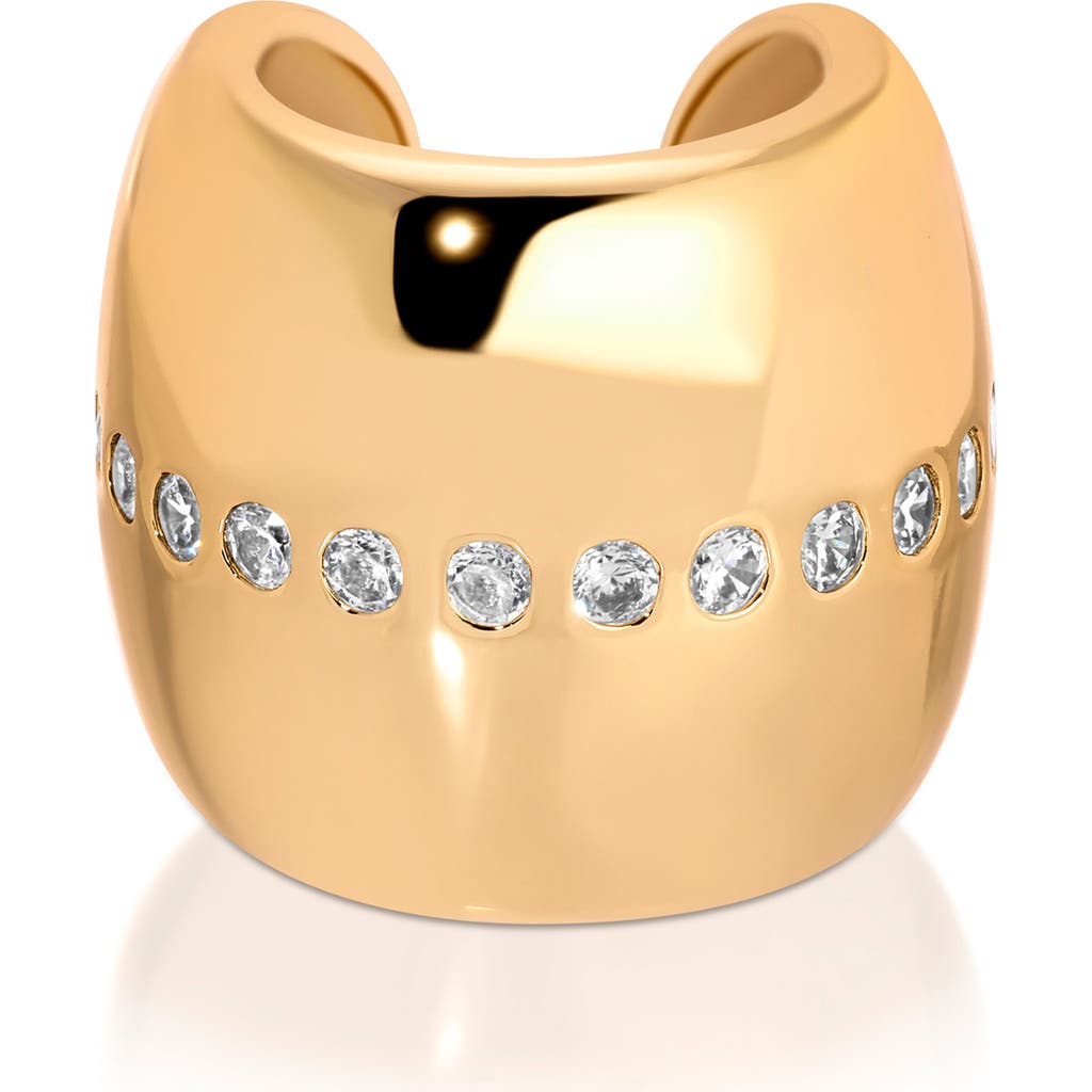 Ettika Center Cubic Zirconia Line Single Chunky Ear Cuff In Gold