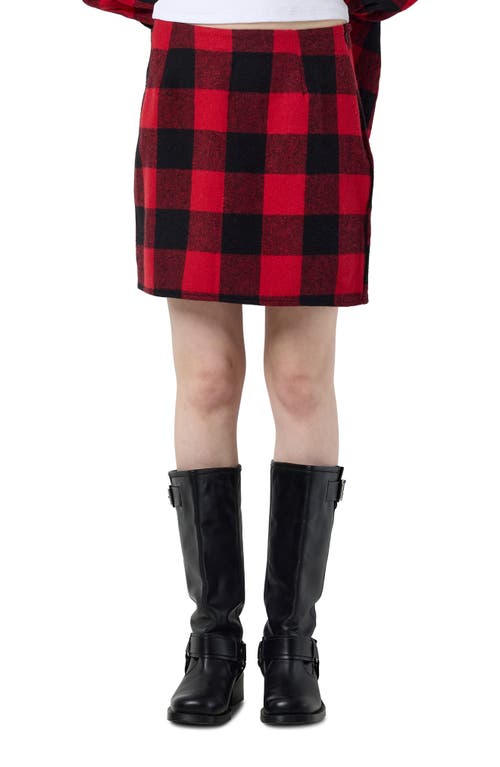 Noisy may Bea Buffalo Plaid Miniskirt in Savvy Redchecksblack And Grey 