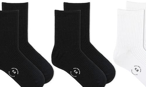 Shop K. Bell Socks K Bell Socks 3-pack Ribbed Short Crew Socks In Black/white