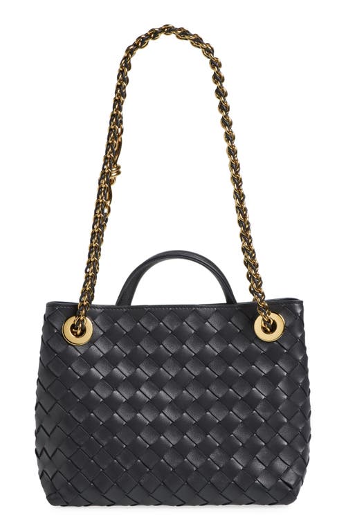 Shop Bottega Veneta Small Andiamo Chain Leather Shoulder Bag In 4212 Shadow N-m Brass