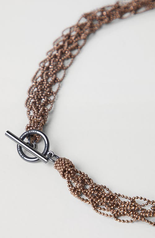 Shop Brunello Cucinelli Precious Loops Necklace In Bronze