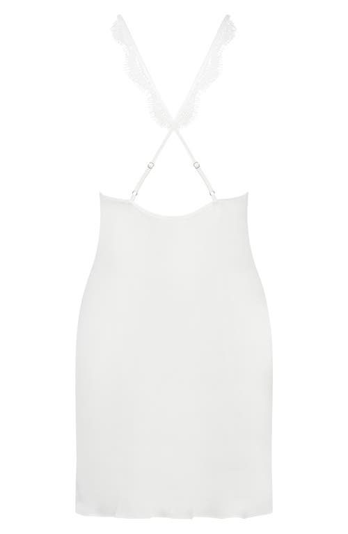 Shop Hunkemoller Hunkemöller Lace Trim Satin Chemise In White