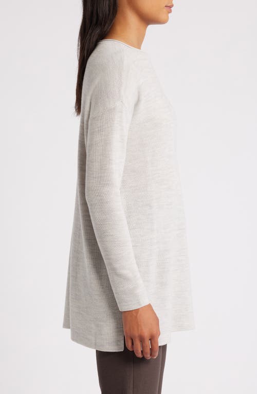 Shop Eileen Fisher Bateau Long Sleeve Merino Wool Tunic Top In Sea Salt