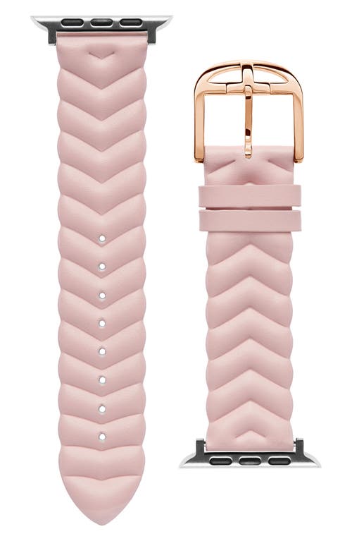 Ted Baker London Metallic Chevron Leather 22mm Apple Watch® Watchband in Pink