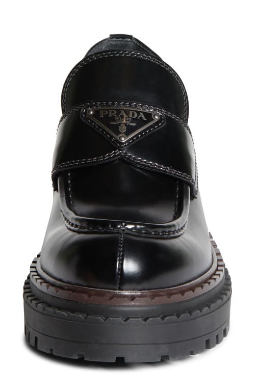 Shop Prada Double Chocolate Platform Loafer In Nero