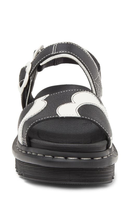 Dr. Martens' Dr. Martens Voss Mono Floral Slingback Sandal In Black/white Pisa