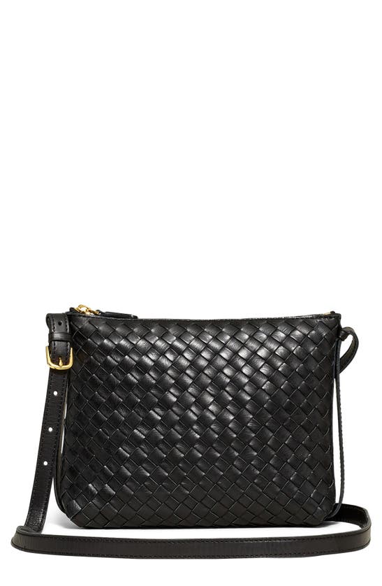 Shop Madewell Woven Leather Crossbody Bag In True Black