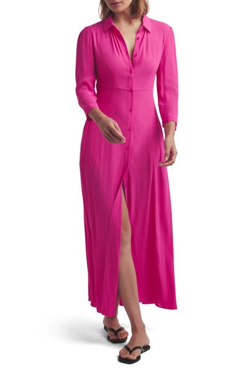Favorite Daughter The Really Take Me Seriously Long Sleeve Maxi Shirtdress Cerise at Nordstrom,