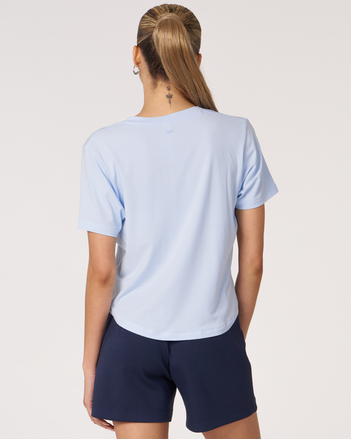 Rebody Active Rebody Essentials V Neck Short Sleeve Top In Baby Blue