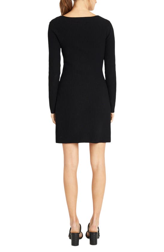 Donna Morgan Rib Long Sleeve Body-con Dress In Black