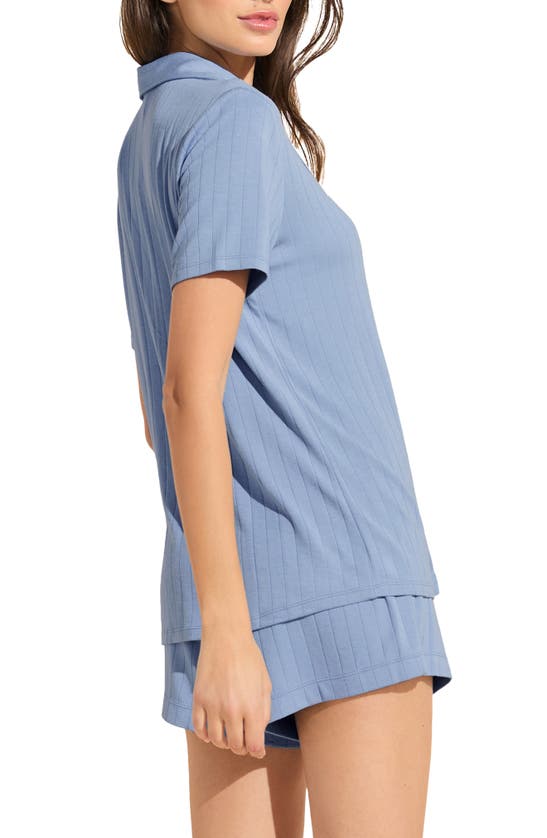 Shop Eberjey Relaxed Rib Short Pajamas In Wedgewood