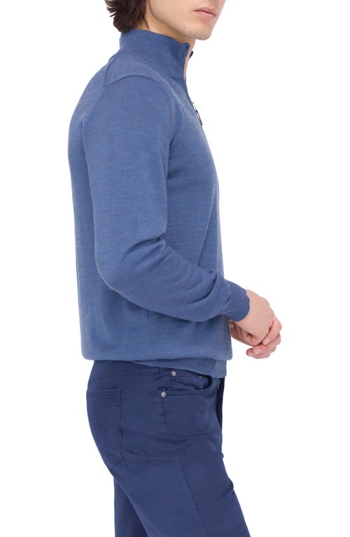 Bugatchi Merino Wool Quarter Zip Pullover In Denim