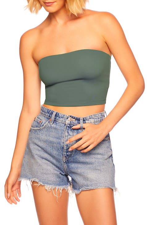 Striped Strapless Crop Top, NOCTURNE