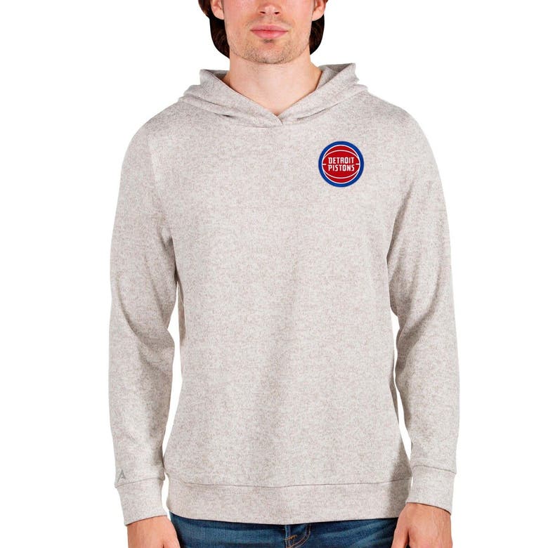 Shop Antigua Oatmeal Detroit Pistons Absolute Pullover Hoodie