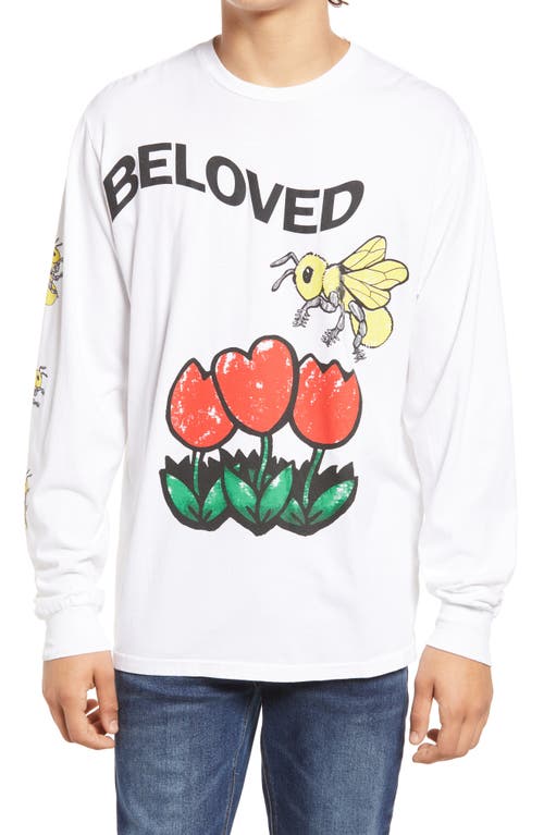 Men's Beloved Long Sleeve Cotton Graphic Tee in White