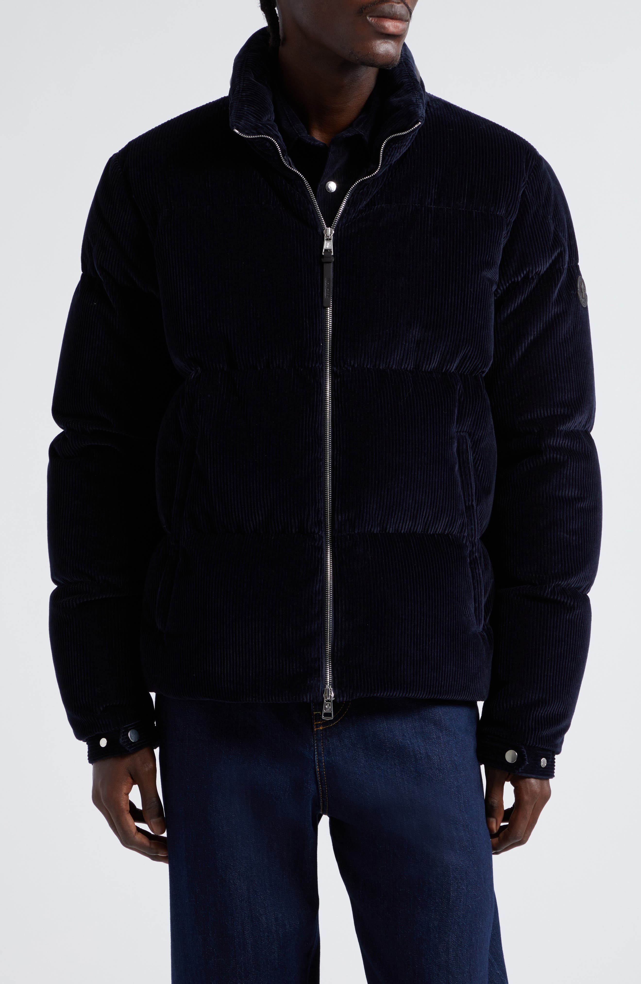 Corduroy quilted down jacket