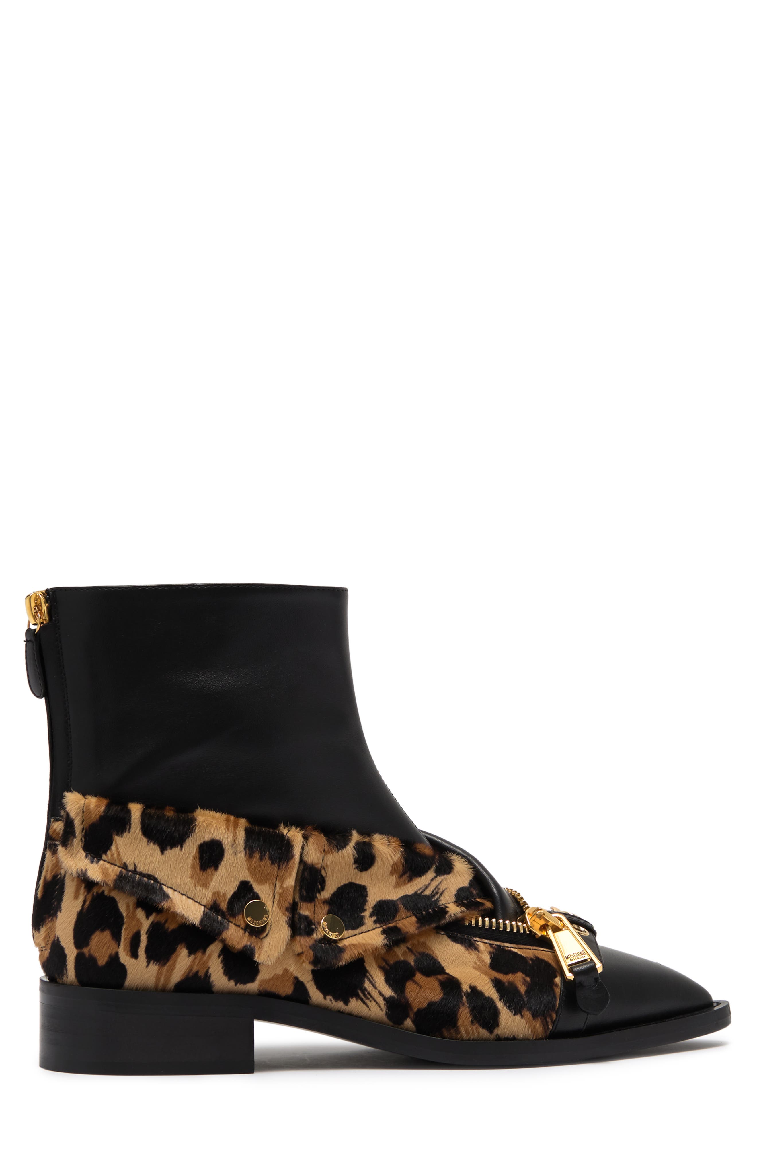 leopard print pointed boots